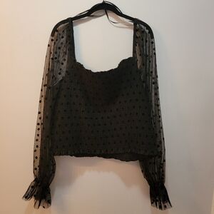 NWT Forever 21 Black on Black Polka Dot Shirt Size 3XL